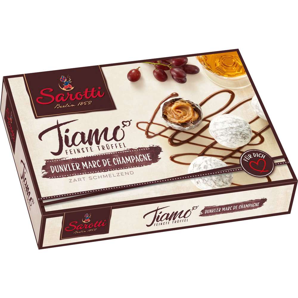 Produktabbildung Sarotti Tiamo feinste Trüffel, Dunkler Marc de Champagne