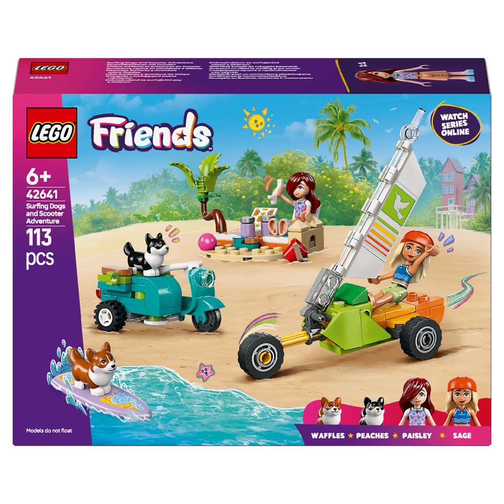 Produktabbildung Lego LEGO Friends Strandabenteuer mit Hunden, Set mit Corgis, Surfbrett 42641