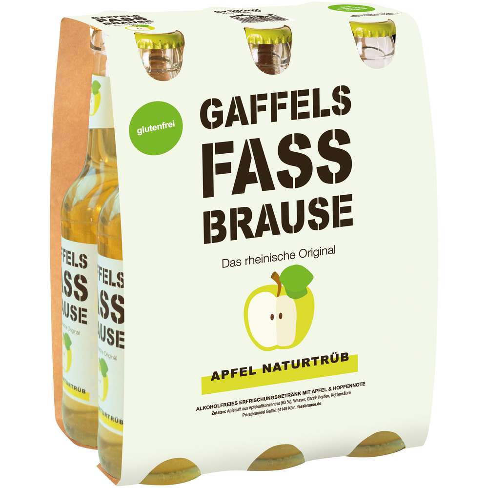 Produktabbildung Gaffel Fassbrause,  Apfel naturtrüb (6x 0,330 Liter)