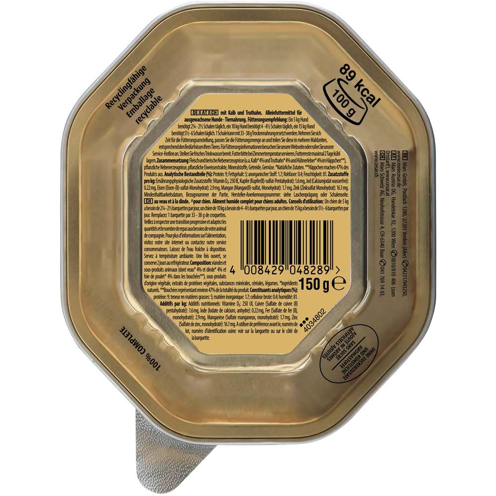 Produktabbildung Cesar Hundefutter, Kalb/Truthahn