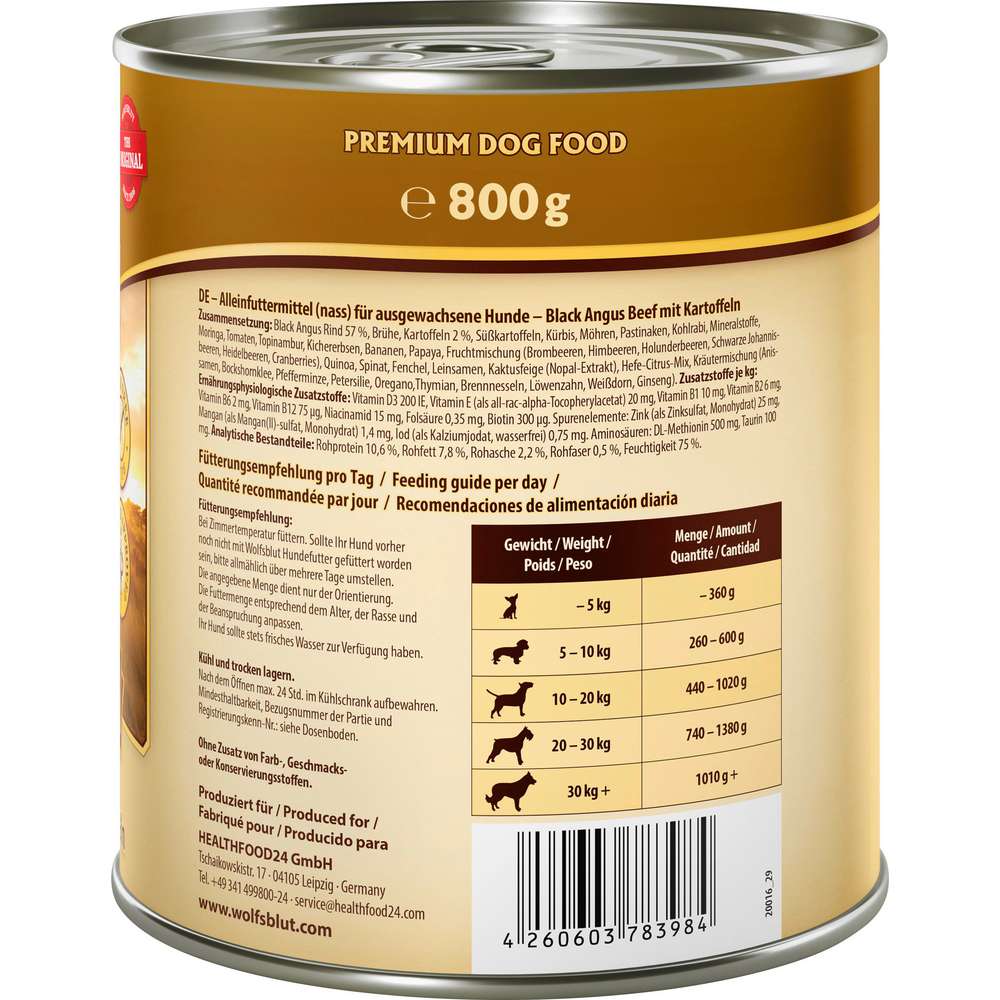 Produktabbildung Wolfsblut Hunde-Nassfutter Down Under Adult, Black Angus Beef/Kartoffeln