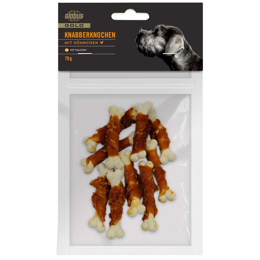 Produktabbildung GLOBUS Gold Tiernahrung Hunde-Snack Knabberknochen, Calcium/Hühnchen