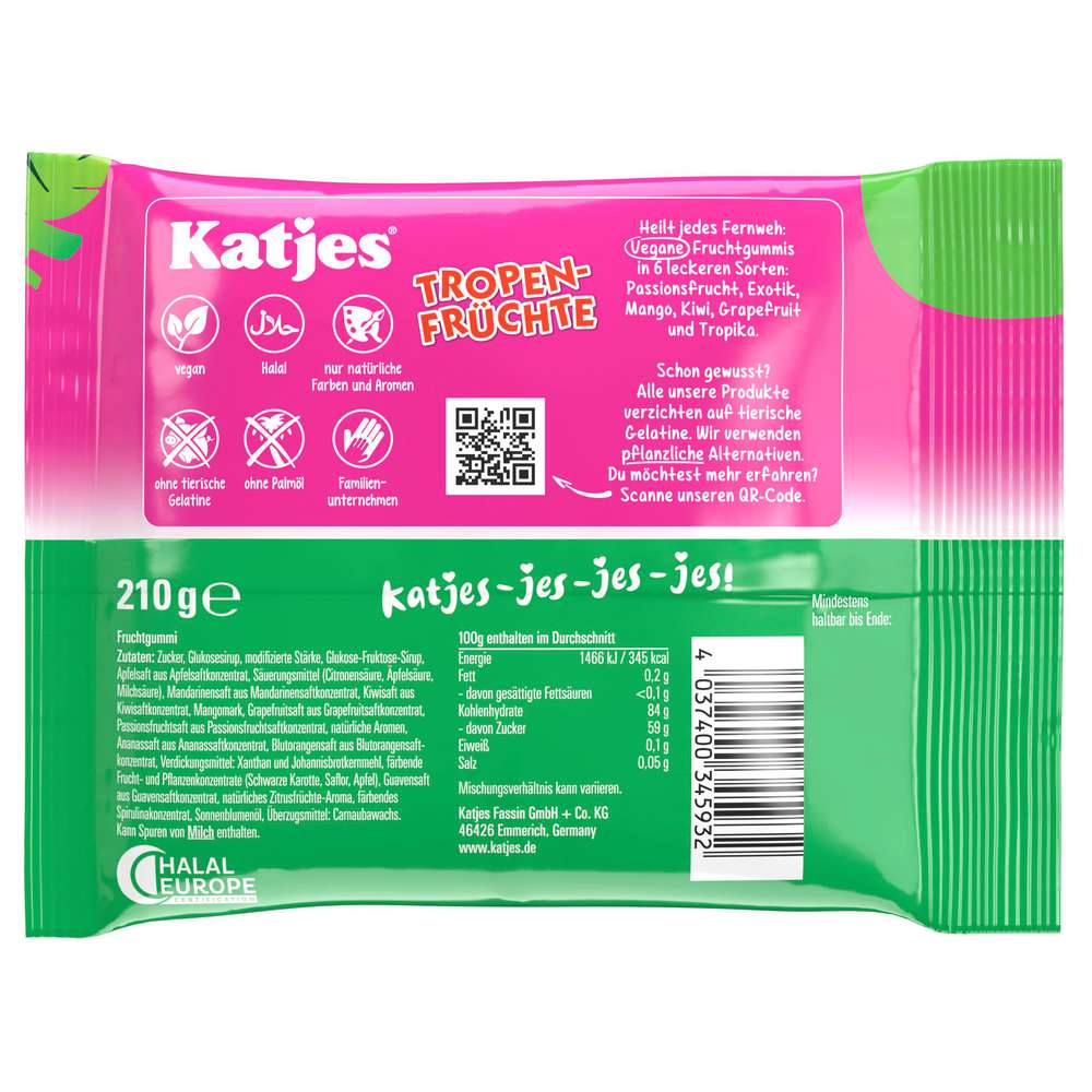 Produktabbildung Katjes Fruchtgummi Tropen-Früchte, Vegan