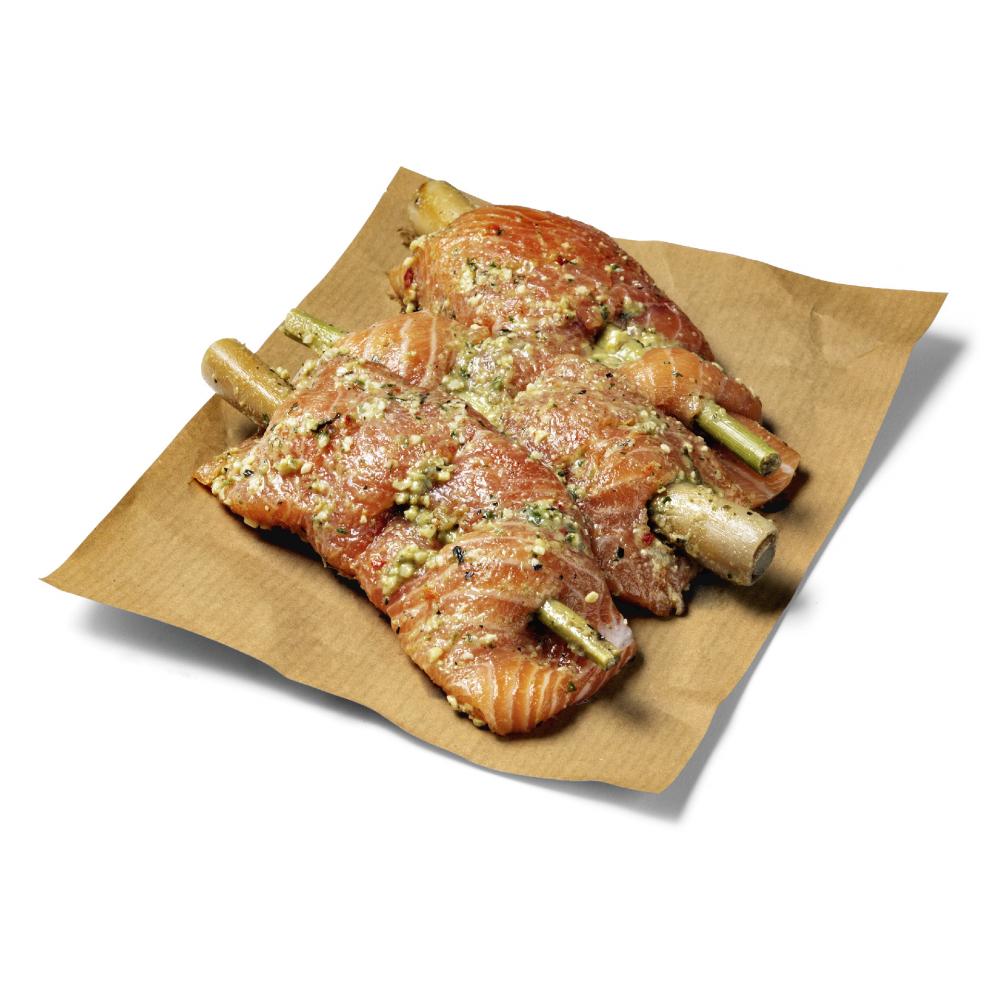 Produktabbildung keine Marke Lachs-Zitronengras-Spieß, 100 g
