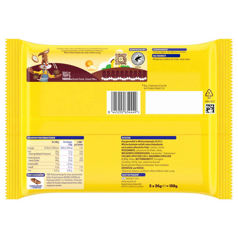 Produktabbildung Nestlé Nesquik Snack,  Wafer Milk 5er