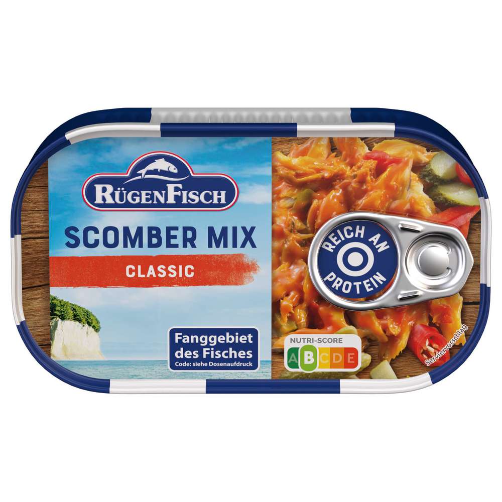 Produktabbildung Rügenfisch Makrelenfilets mit Gemüse & Tomatenmark Scomber Mix