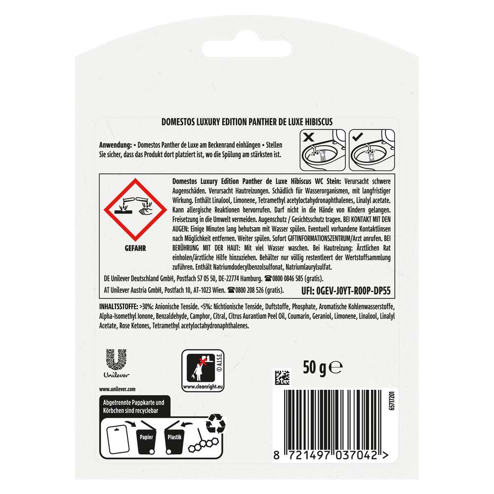 Produktabbildung Domestos WC-Stein Luxury Edition, Panther de Lux Hibiscus