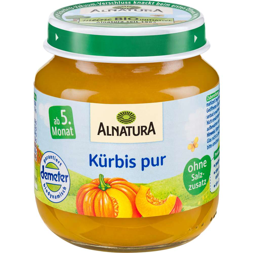 Produktabbildung Alnatura Babynahrung Gemüse Kürbis pur, nach 4. Monat