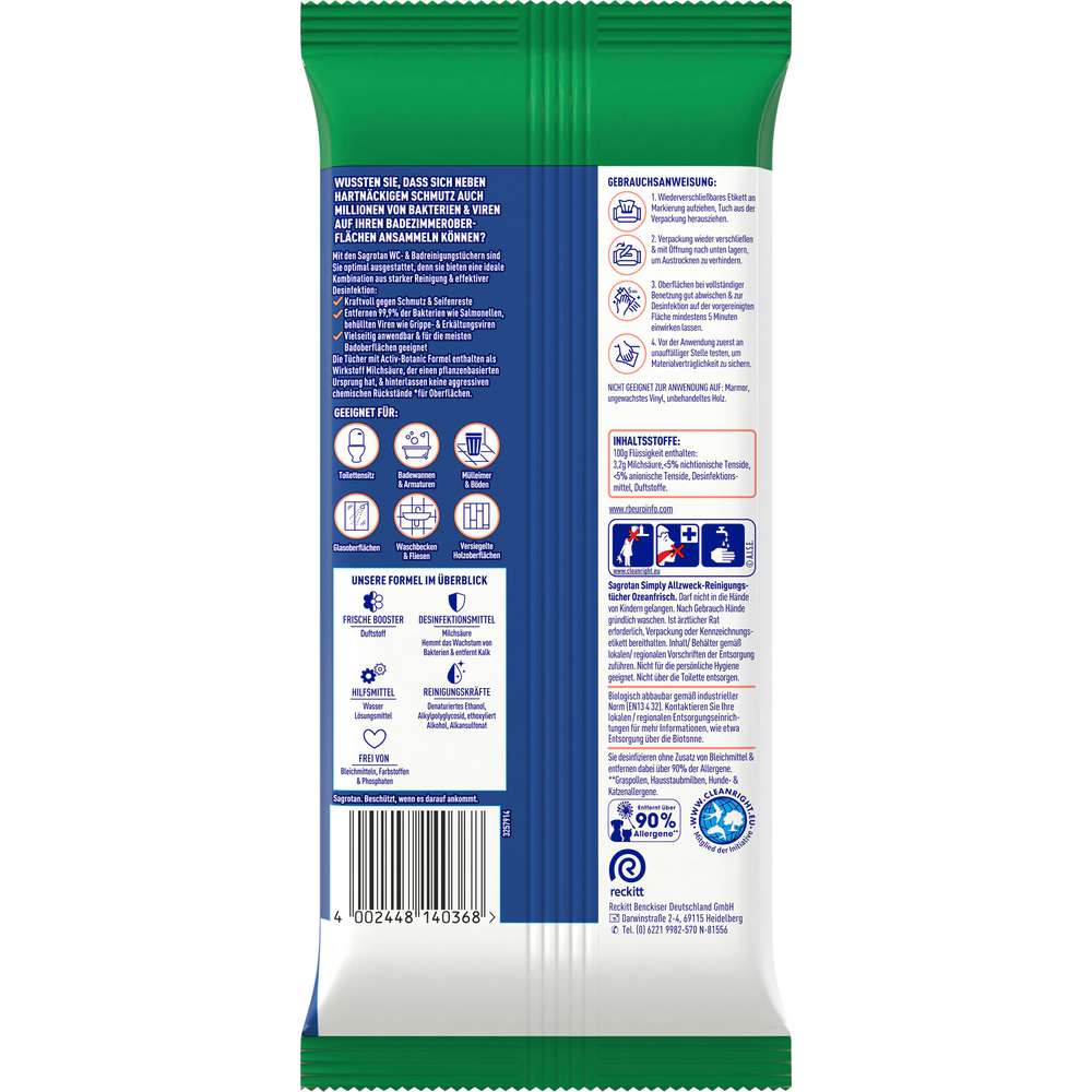 Produktabbildung Sagrotan WC Reinigungstücher