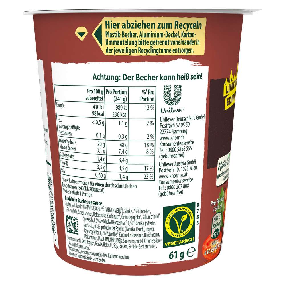 Produktabbildung Knorr Pasta Snack, BBQ Chicken Taste