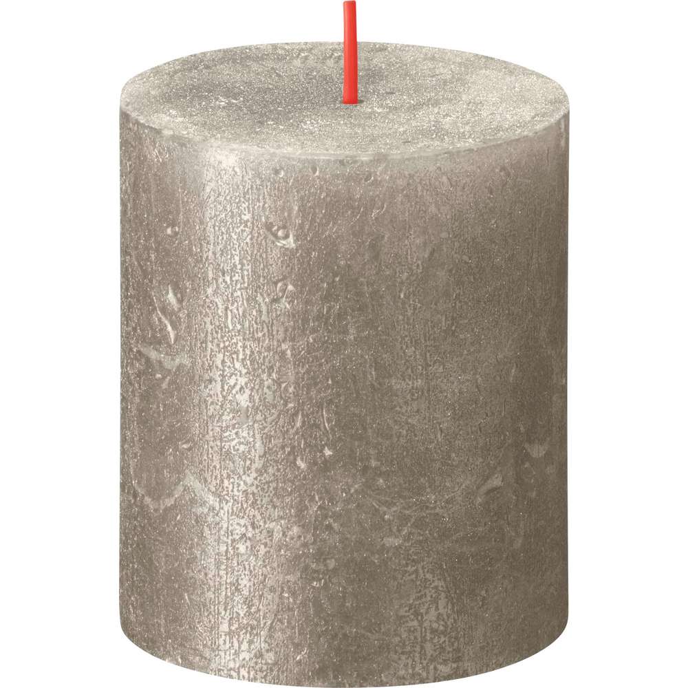 Produktabbildung Bolsius Stumpenkerze Rustik Shimmer 8x6,8cm, champagner