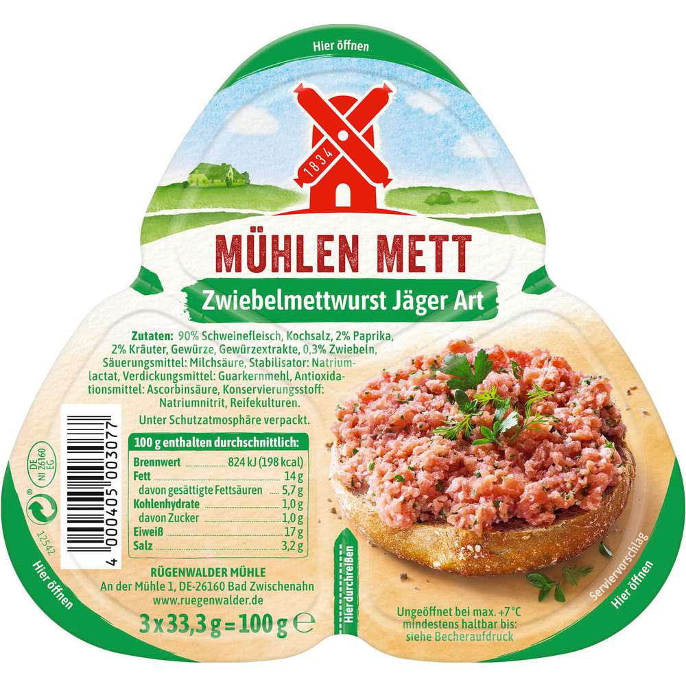 Produktabbildung Rügenwalder Mühle Mett Zwiebelwurst, Jäger Art