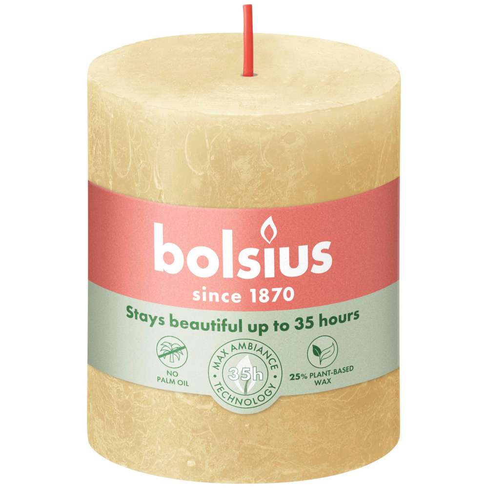 Produktabbildung Bolsius Rustik Kerze 8x6,8cm, haferbeige