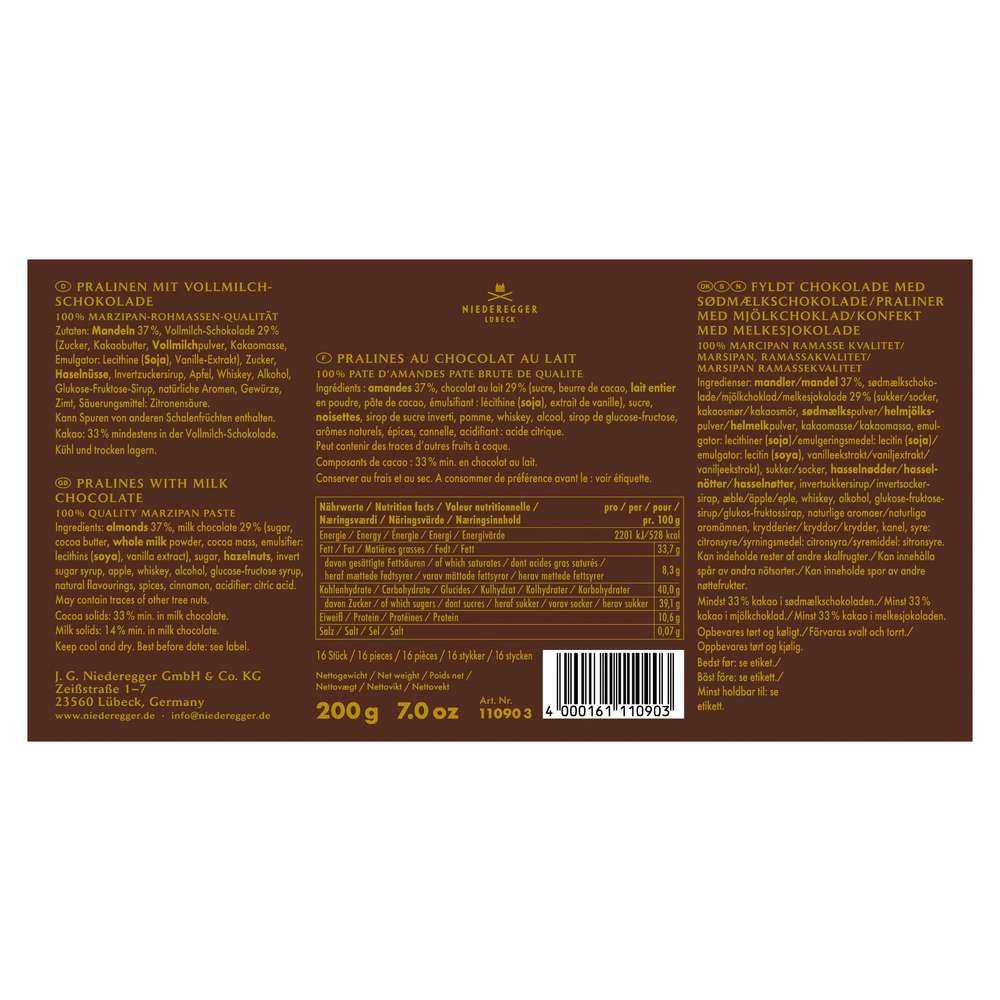 Produktabbildung Niederegger Marzipan Klassiker Pralinen, Apfelpunsch und Spekulatius