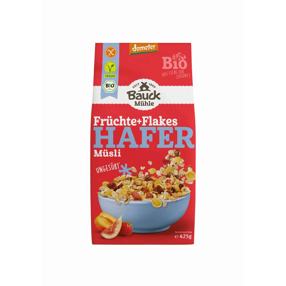 Produktabbildung Bauckhof Bio Hafer Müsli, Früchte & Flakes, ungesüßt