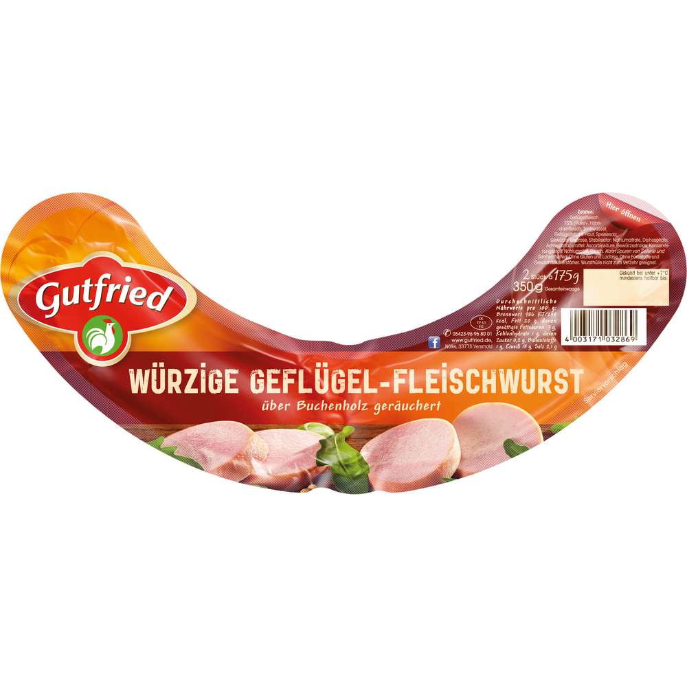 Produktabbildung Gutfried Geflügel-Fleischwurst Räucherfrische