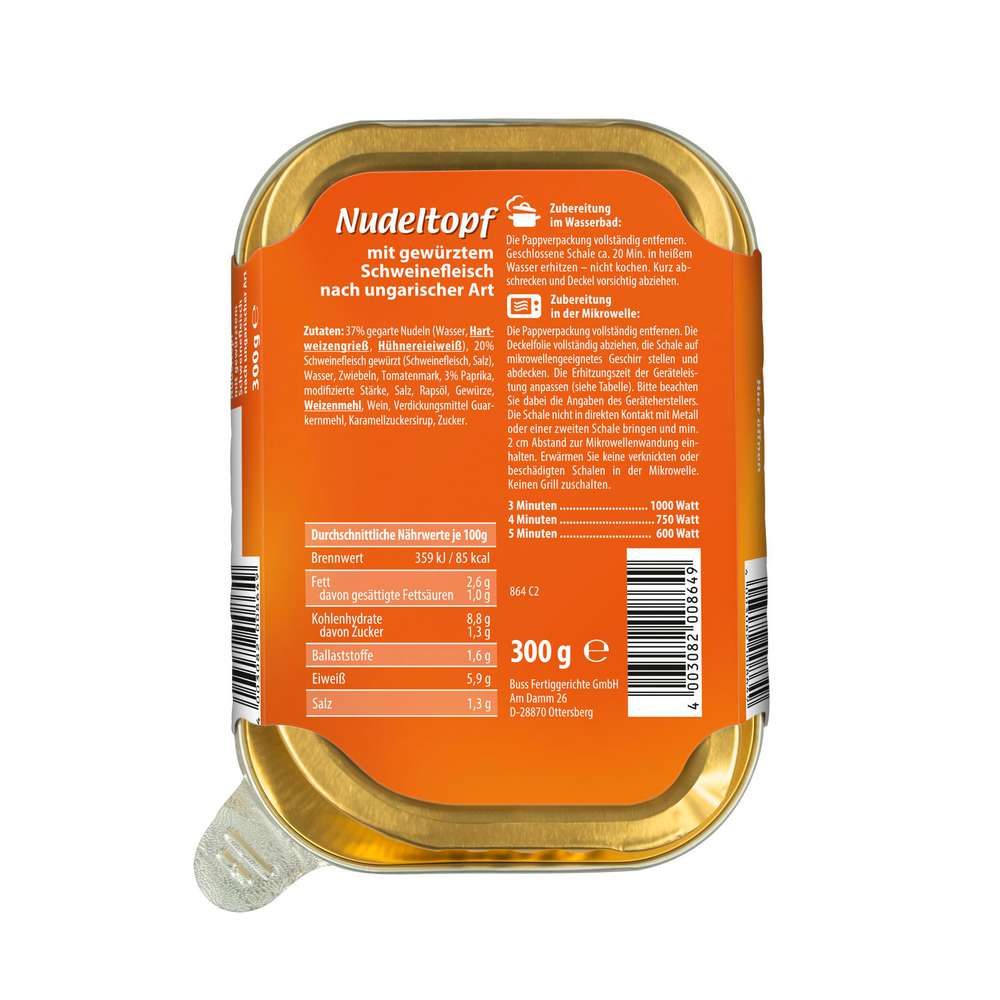 Produktabbildung Buss Schweinegulasch, mit Nudeln