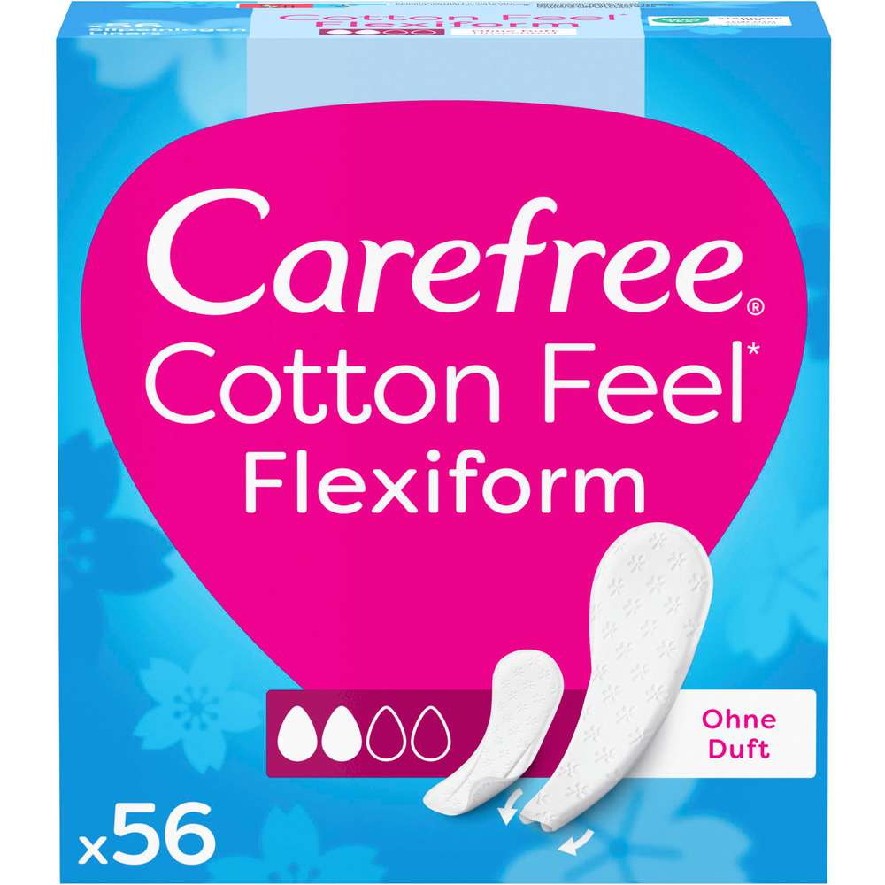 Produktabbildung Carefree Slipeinlagen Cotton Feel Flexiform, ohne Duft, 56er