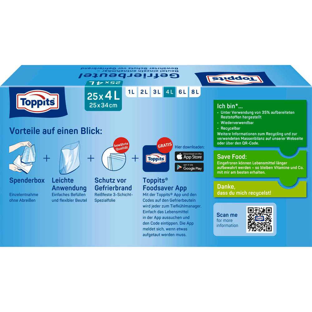 Produktabbildung Toppits Gefrier-Beutel, 25 x 4l