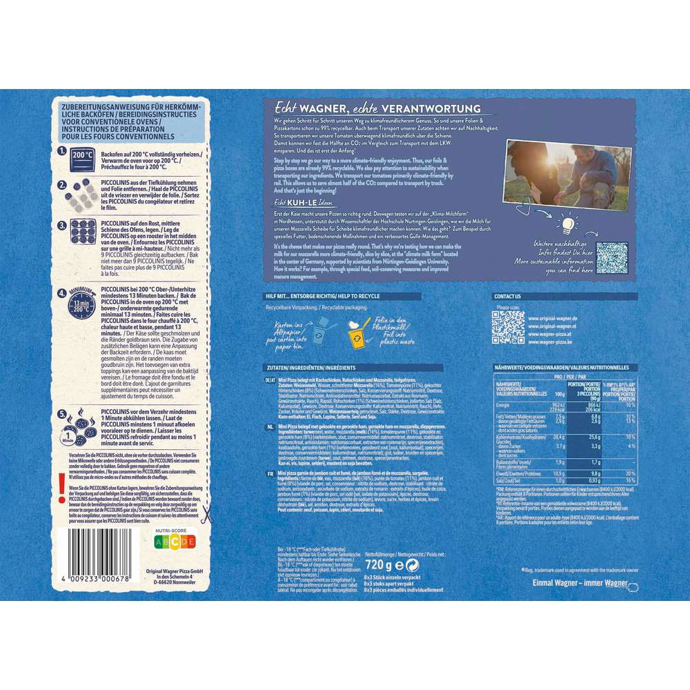 Produktabbildung Wagner Piccolinis Schinken Big Pack, tiefgekühlt
