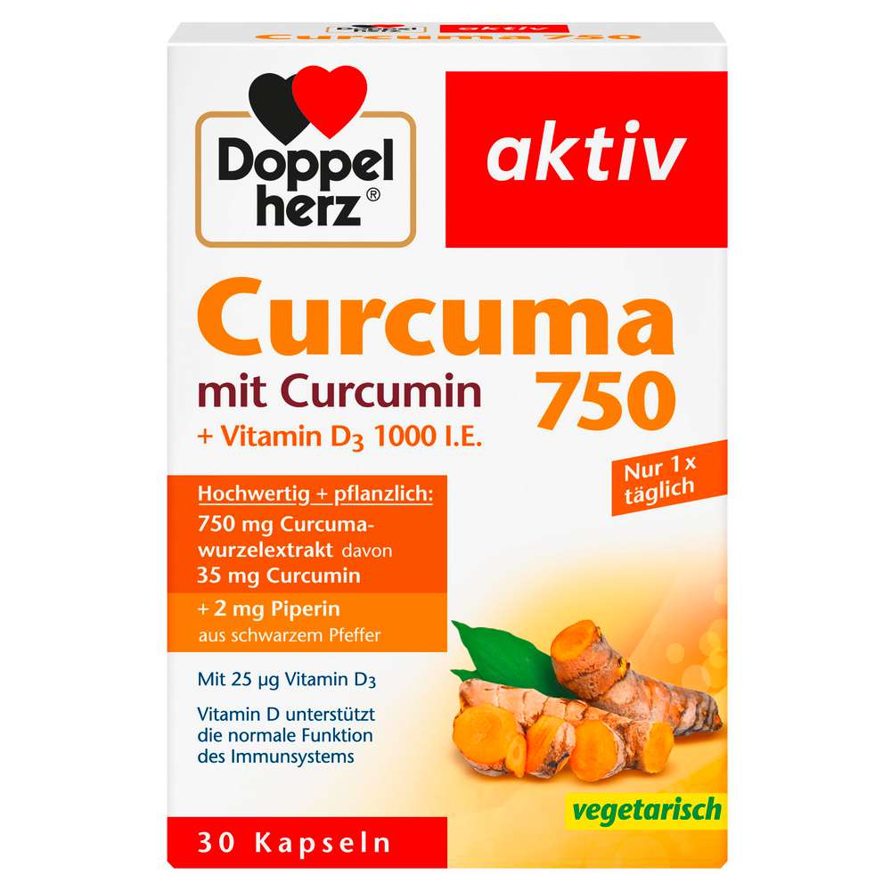 Produktabbildung Doppelherz Curcuma 750 + Vitamin D3 Kapseln