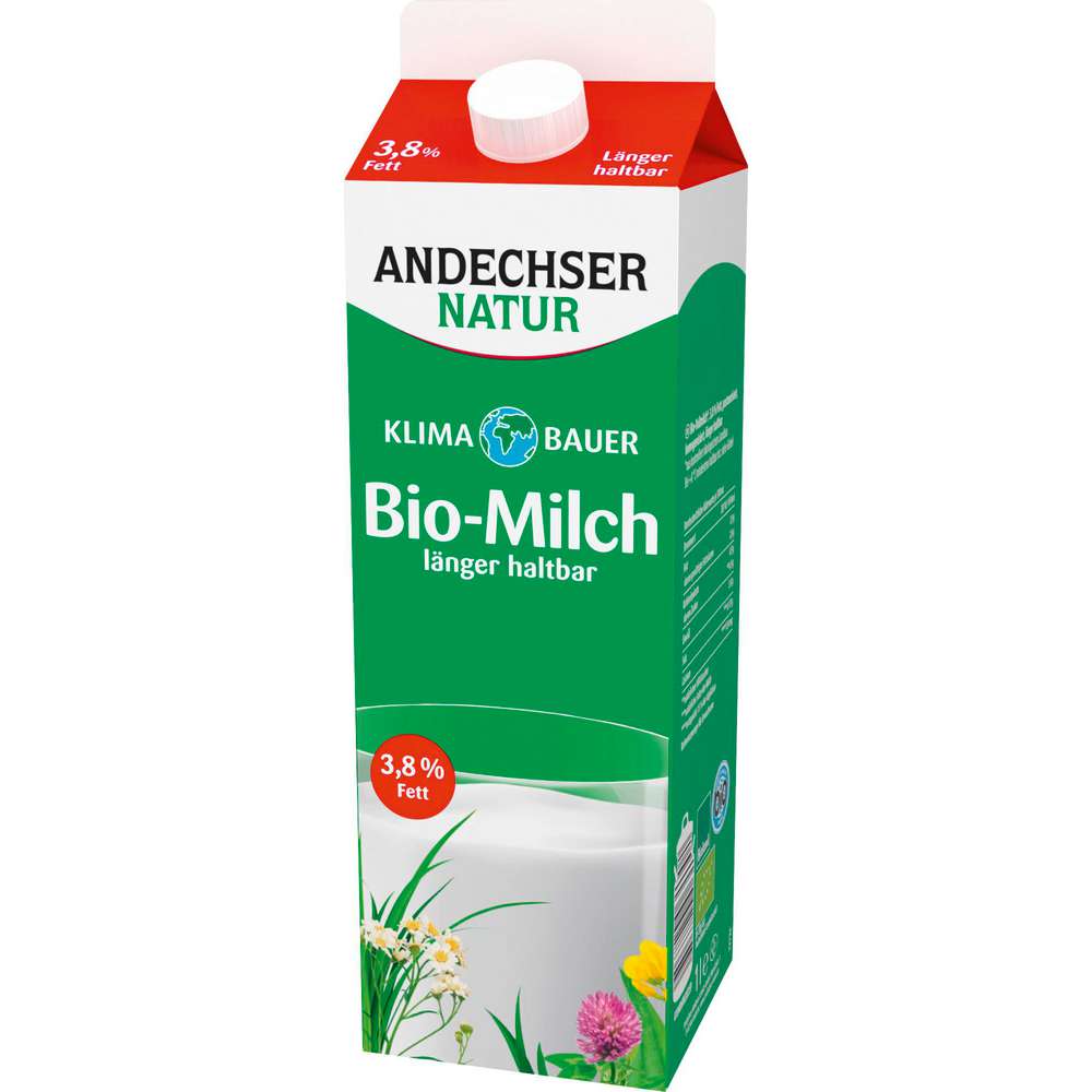 Produktabbildung Andechser Bio Vollmilch 3,8% Fett länger haltbar