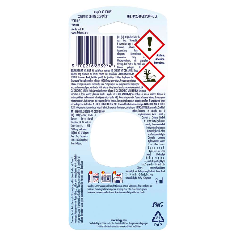 Produktabbildung Febreze Auto Lufterfrischer, Vanille