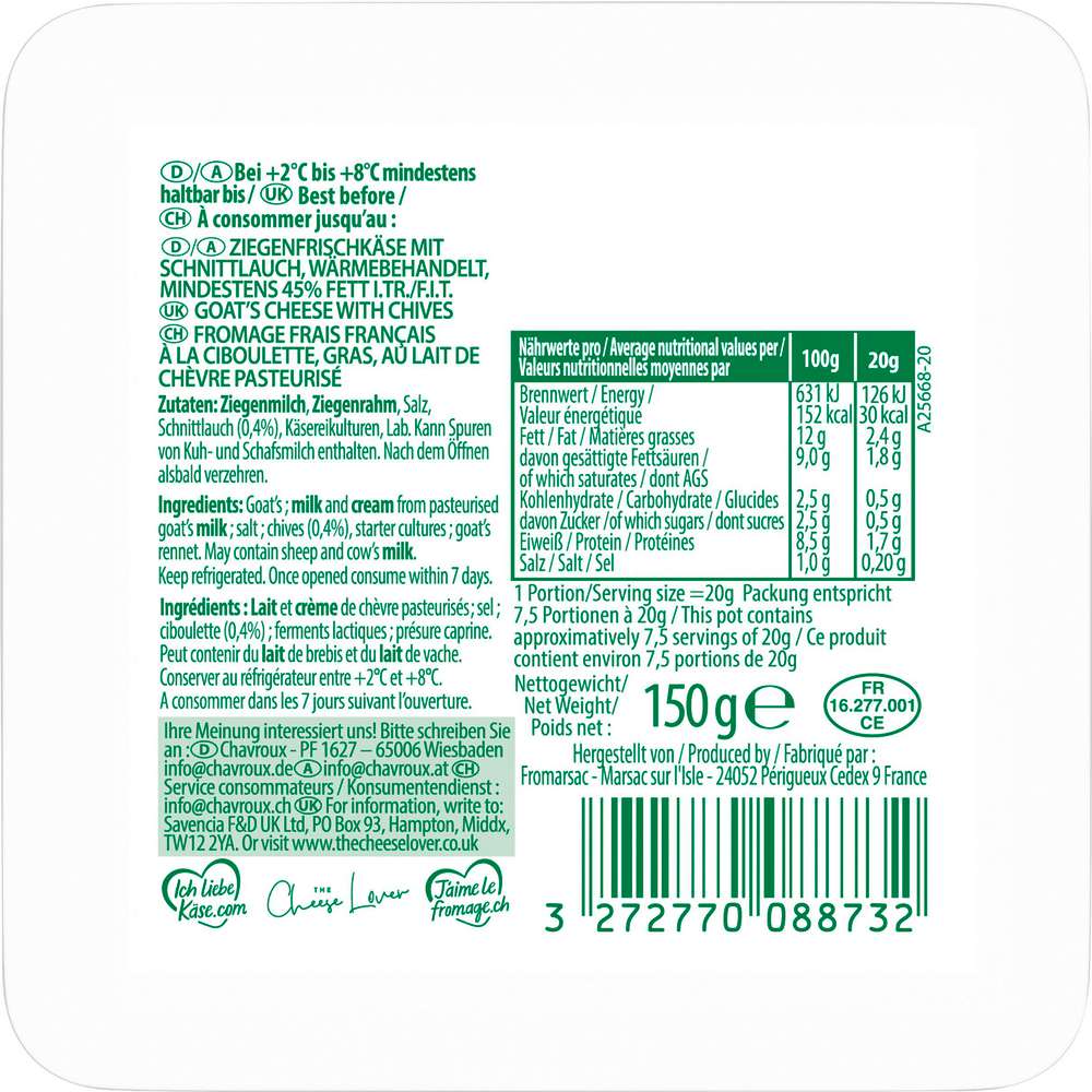 Produktabbildung Chavroux Ziegenkäse, Kräuter