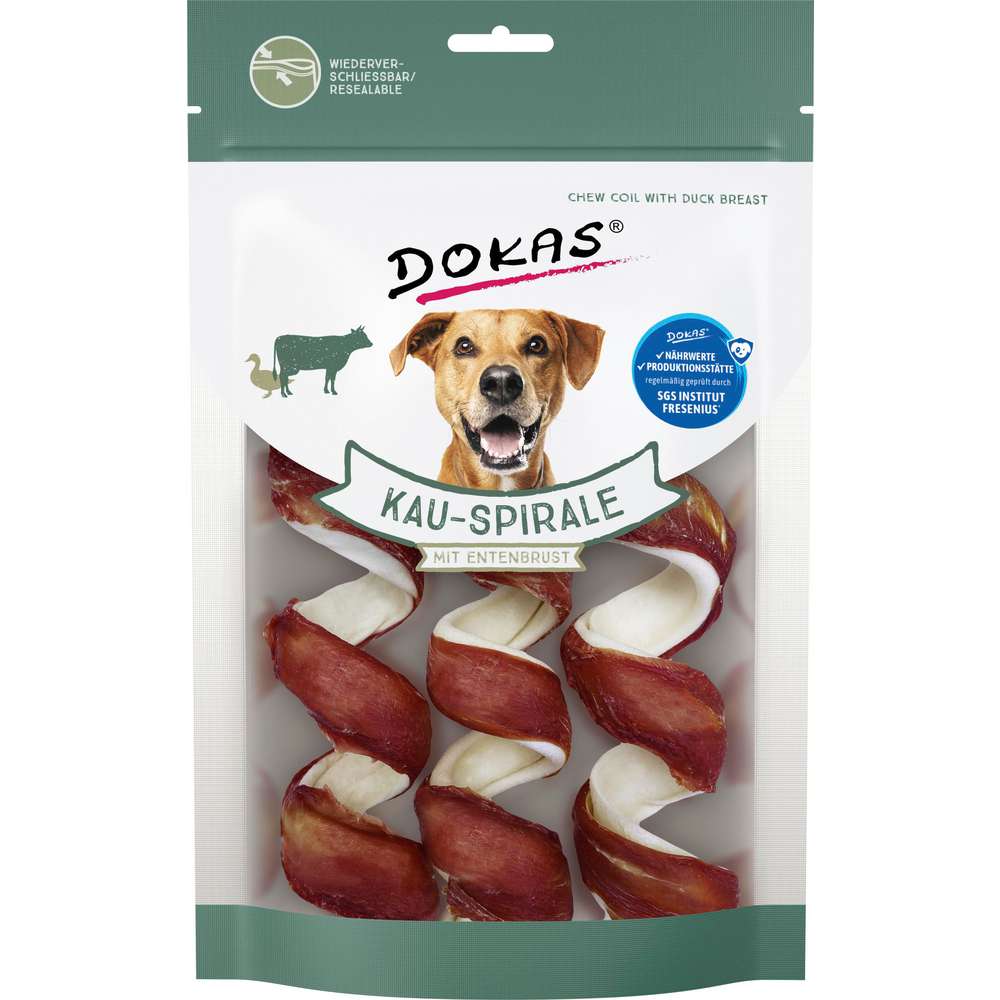Produktabbildung Dokas Hunde Snack Kauspirale, Entenbrust