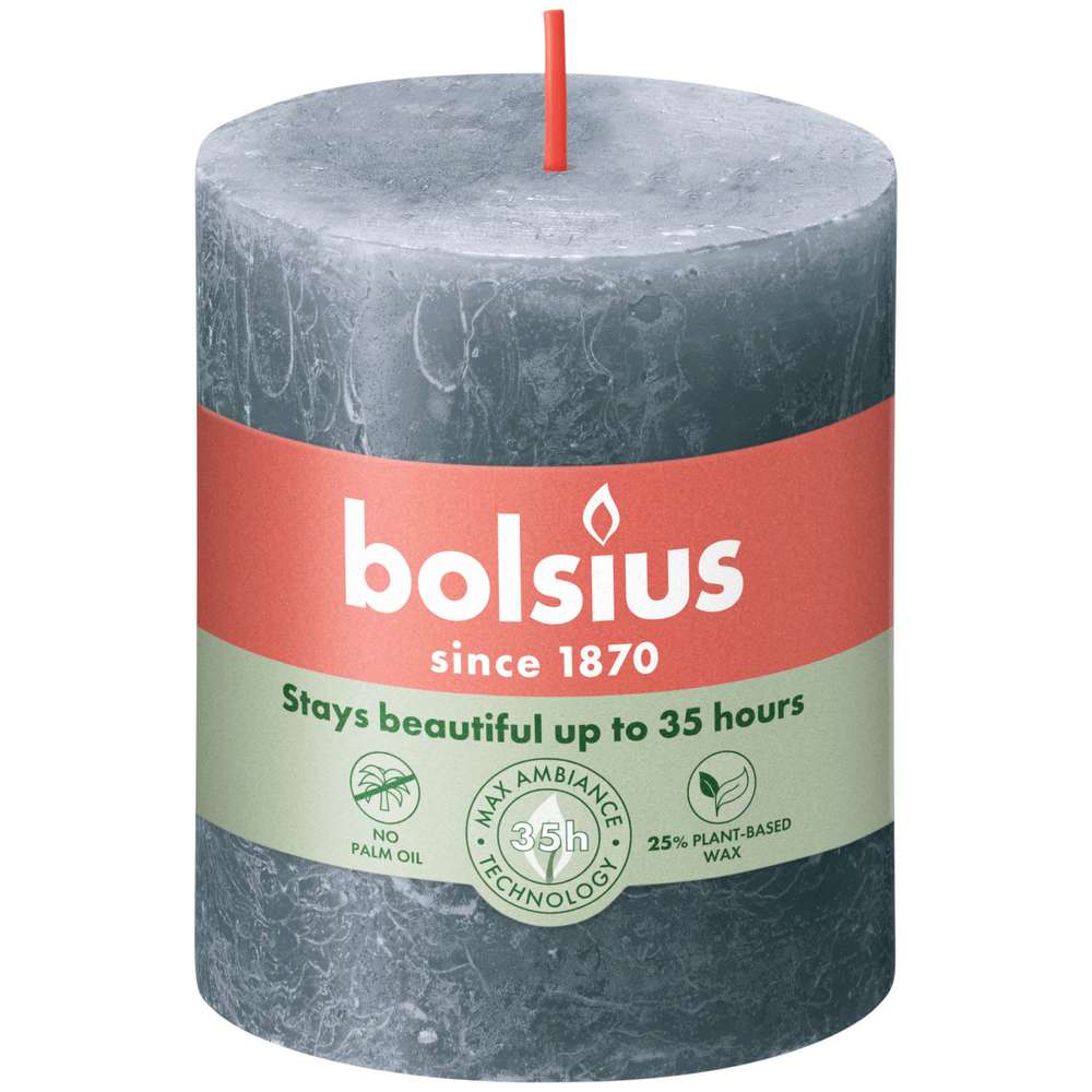 Produktabbildung Bolsius Rustik Kerze 8x6,8cm, schieferblau