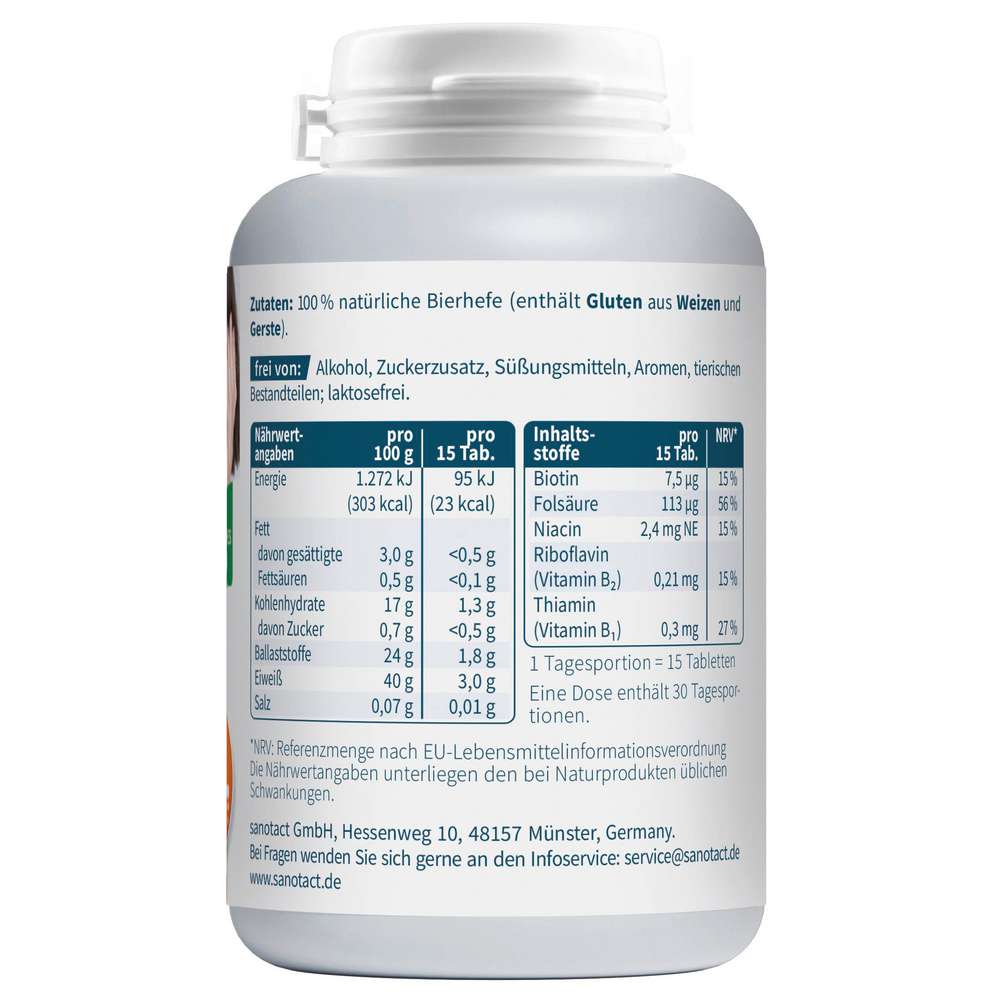 Produktabbildung sanotact Haut + Haare 100% natürliche Bierhefe & Biotin Tabletten