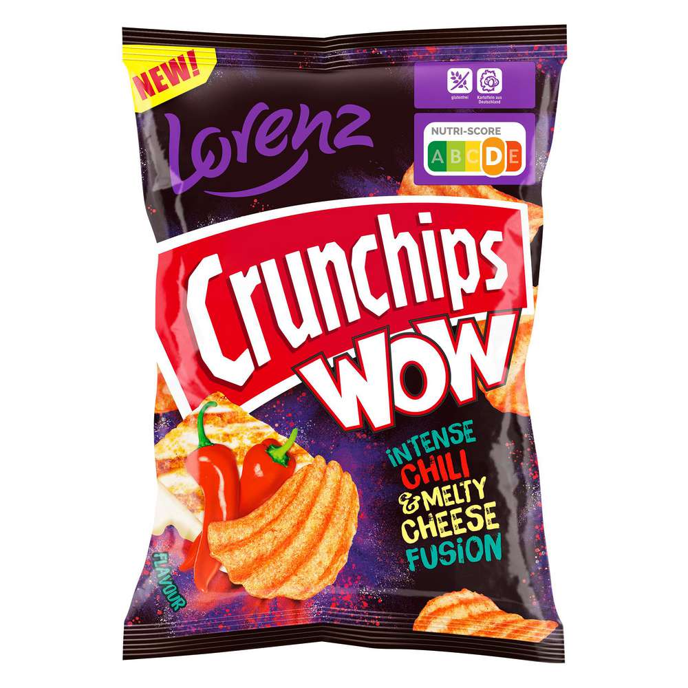 Produktabbildung Lorenz Crunchips WOW, Intense Chili & Melty Cheese