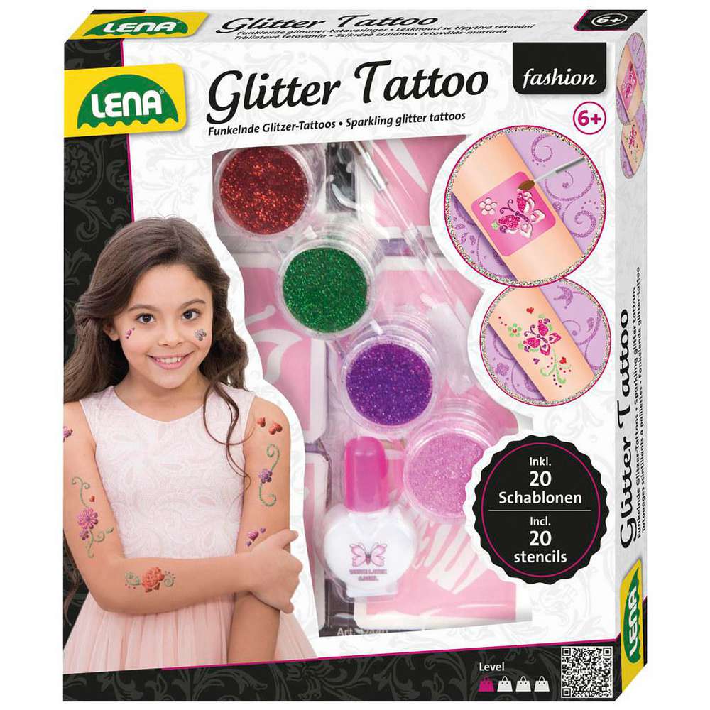 Produktabbildung LENA Glitter Tattoo, mit 20 Schablonen