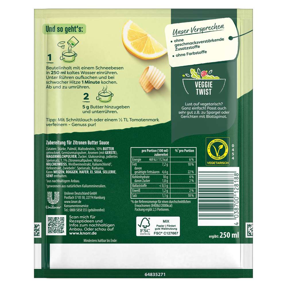 Produktabbildung Knorr Feinschmecker Zitronen Butter Sauce