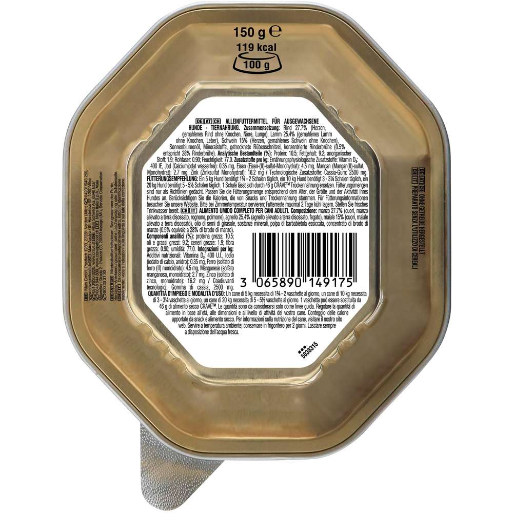 Produktabbildung Crave Hunde-Nassfutter, Pastete, Lamm/Rind