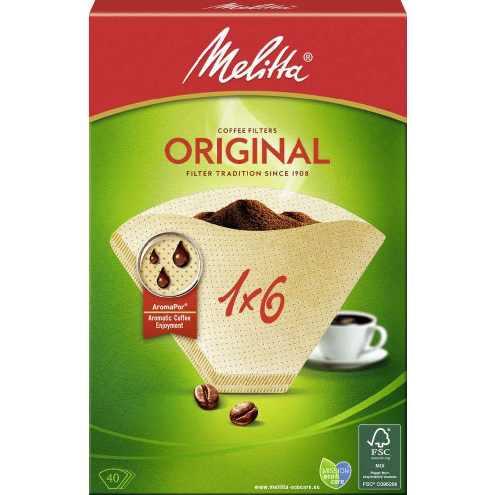Produktabbildung Melitta Kaffee Filtertüten 1x6/40, naturbraun