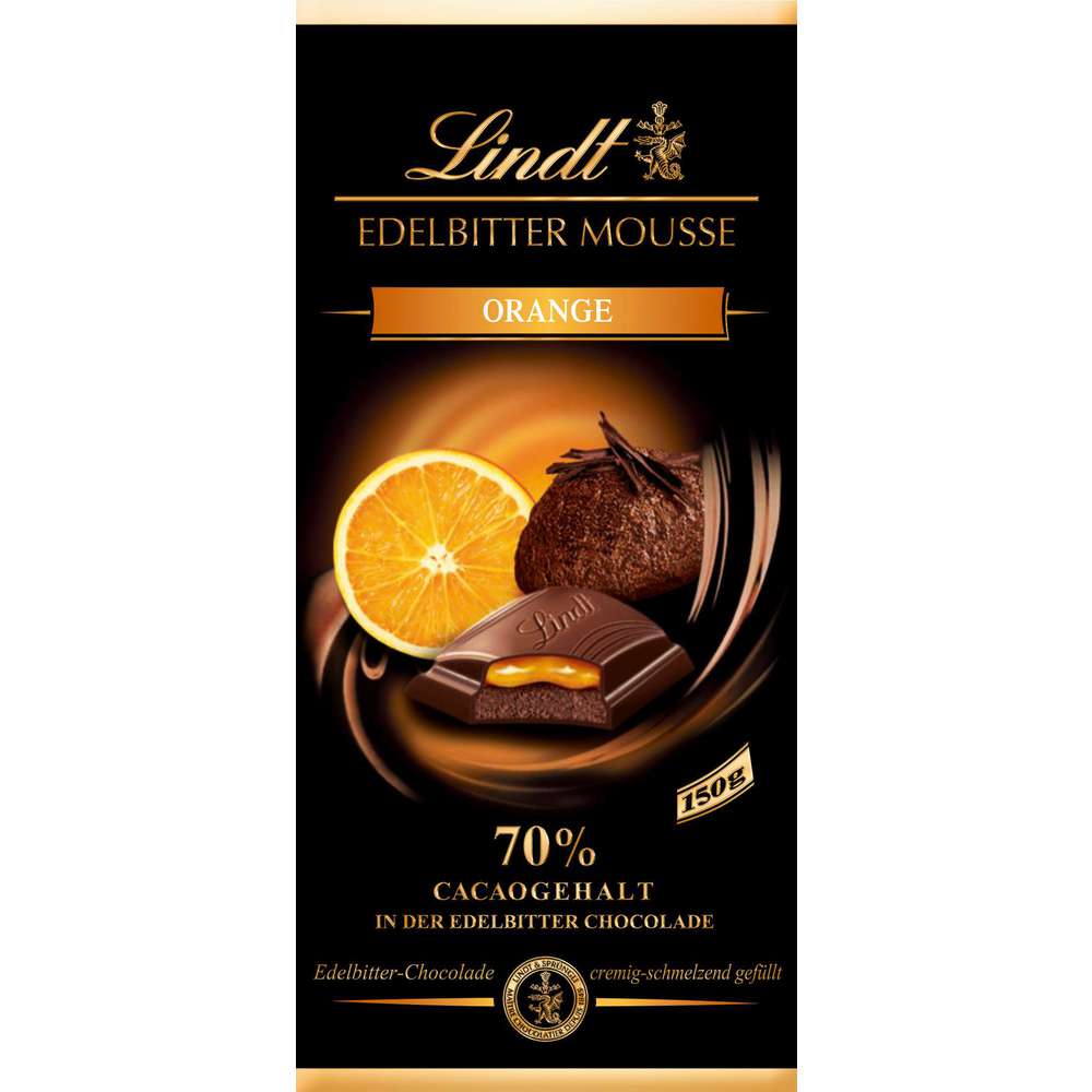 Produktabbildung Lindt Tafelschokolade Edelbitter Mousse, Orange