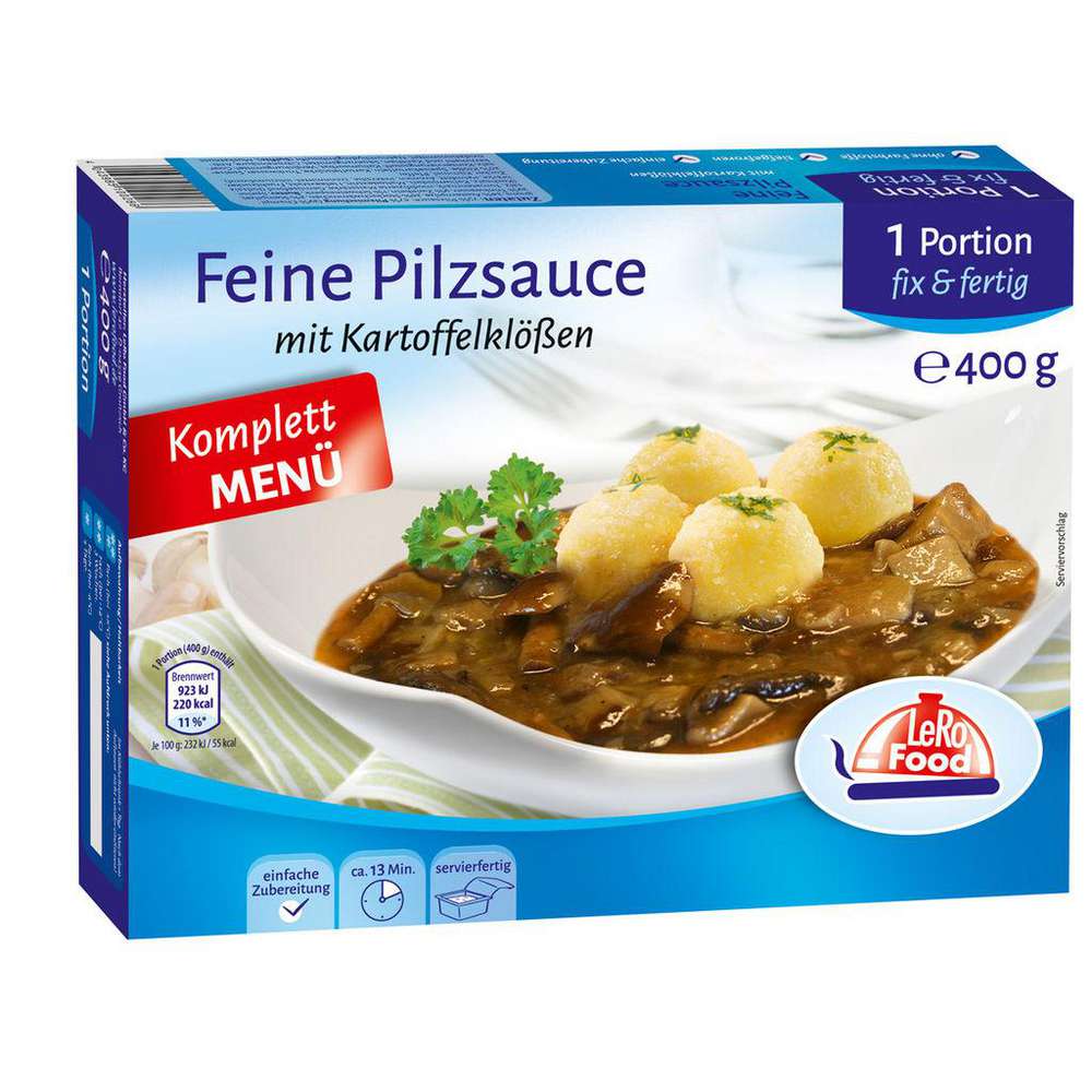 Produktabbildung Lero Food Feine Pilzsauce mit Kartoffelklößen, tiefgekühlt