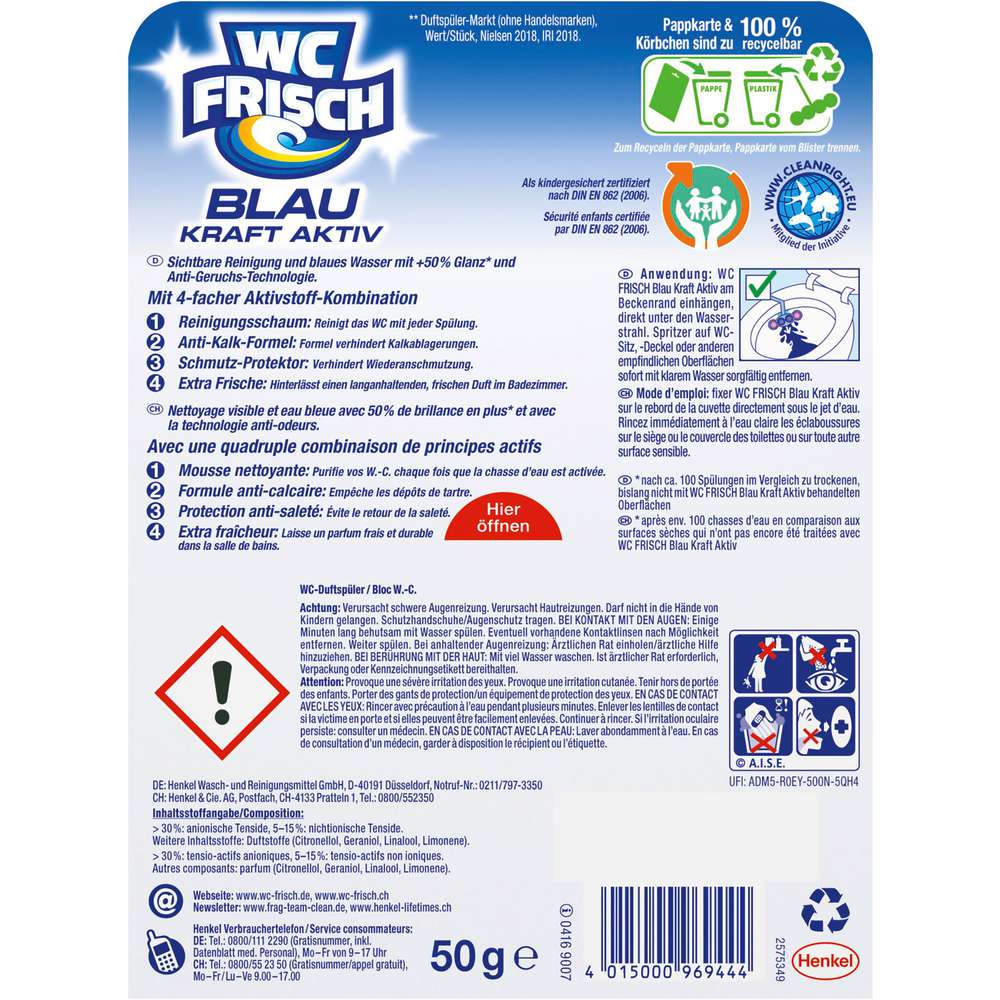 Produktabbildung WC Frisch WC Kraft-Aktiv Blauspüler, Blütenfrische