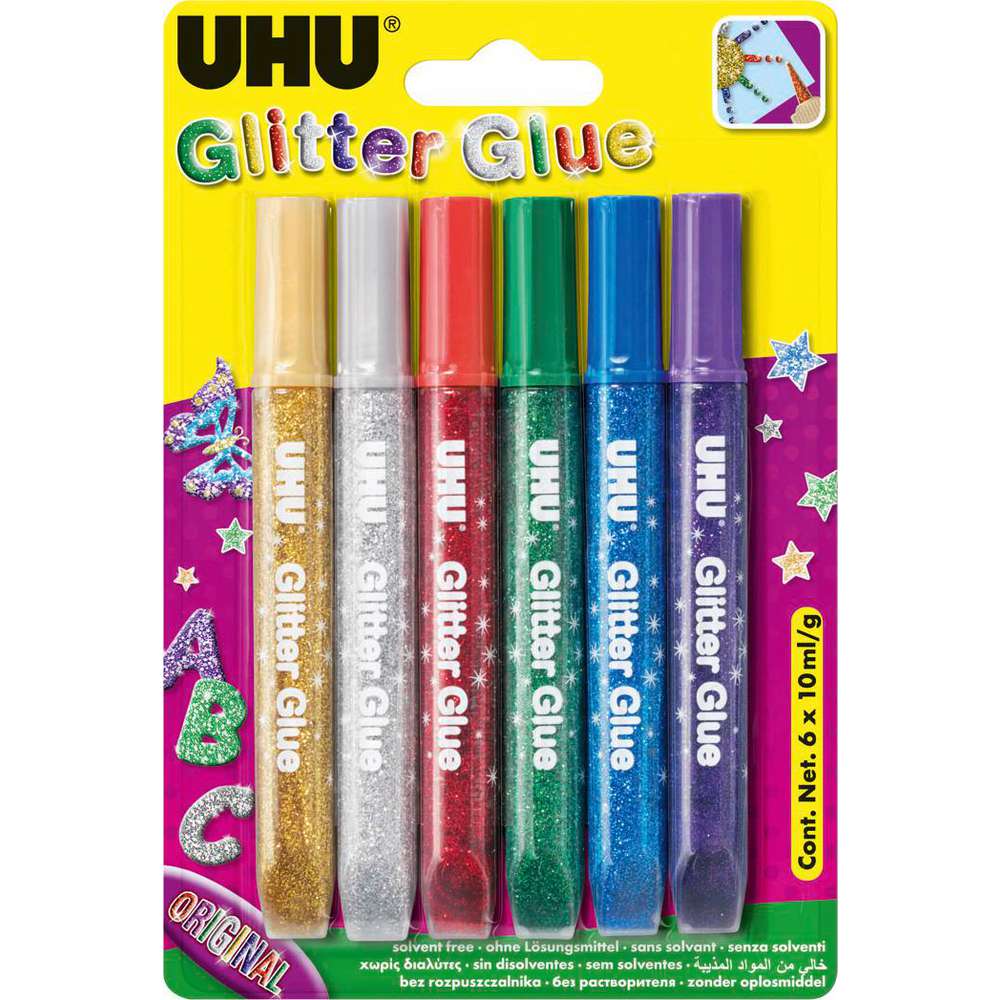Produktabbildung UHU Glitter Glue, 6 x 10 ml