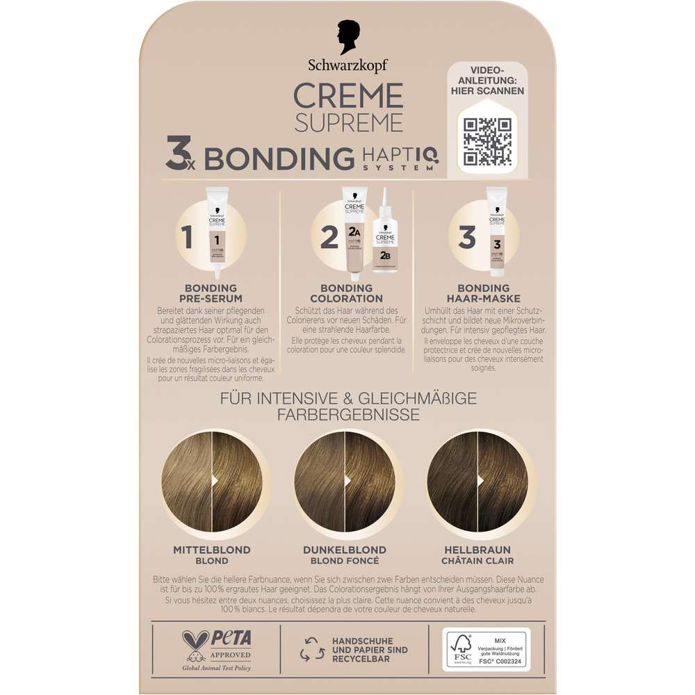 Produktabbildung Schwarzkopf Creme Supreme, 7-0 Natürliches Dunkelblond
