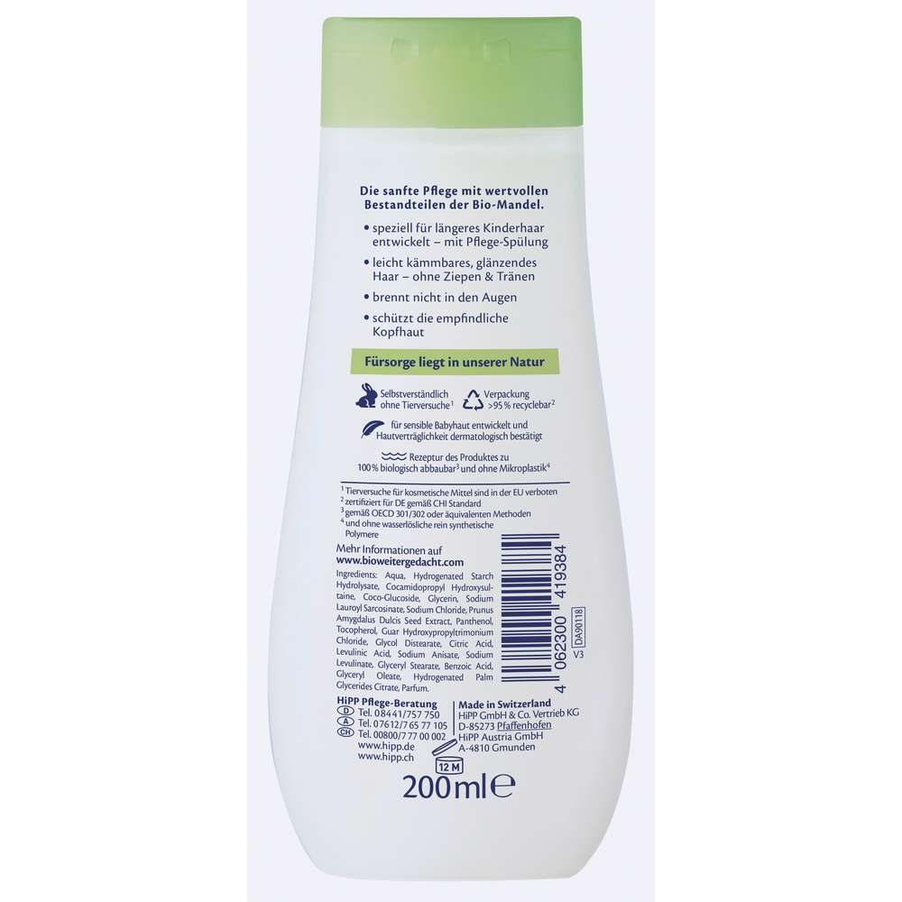 Produktabbildung Hipp 2 in 1 Pflegeshampoo und Spülung, Babysanft