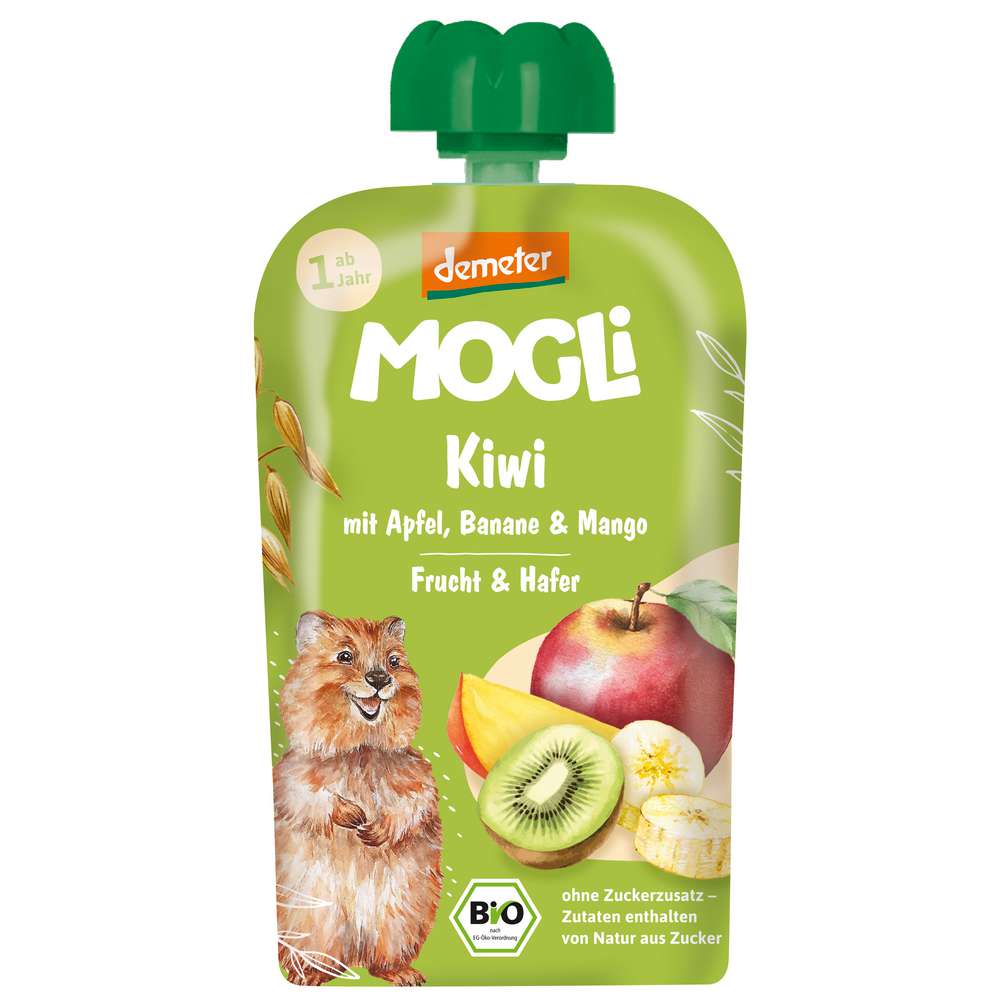 Produktabbildung MOGLi Quetschie, Kiwi mit Apfel, Banane & Mango