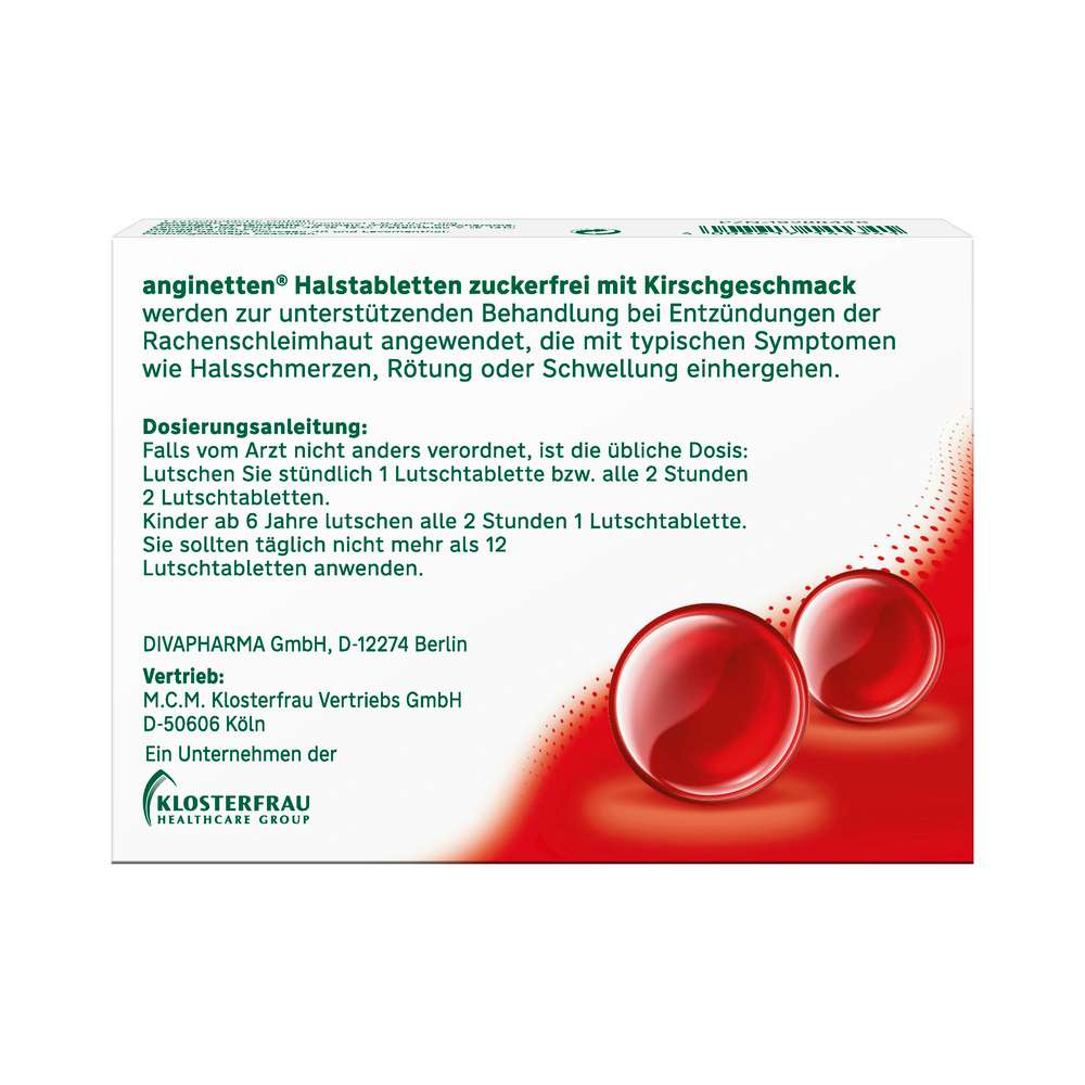 Produktabbildung Anginetten Halstabletten zuckerfrei, Kirsche