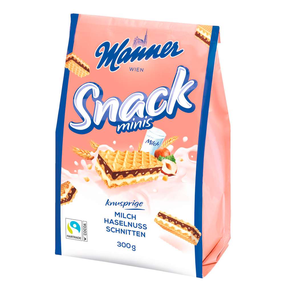 Produktabbildung Manner Waffeln Snack minis, Milch-Haselnuss