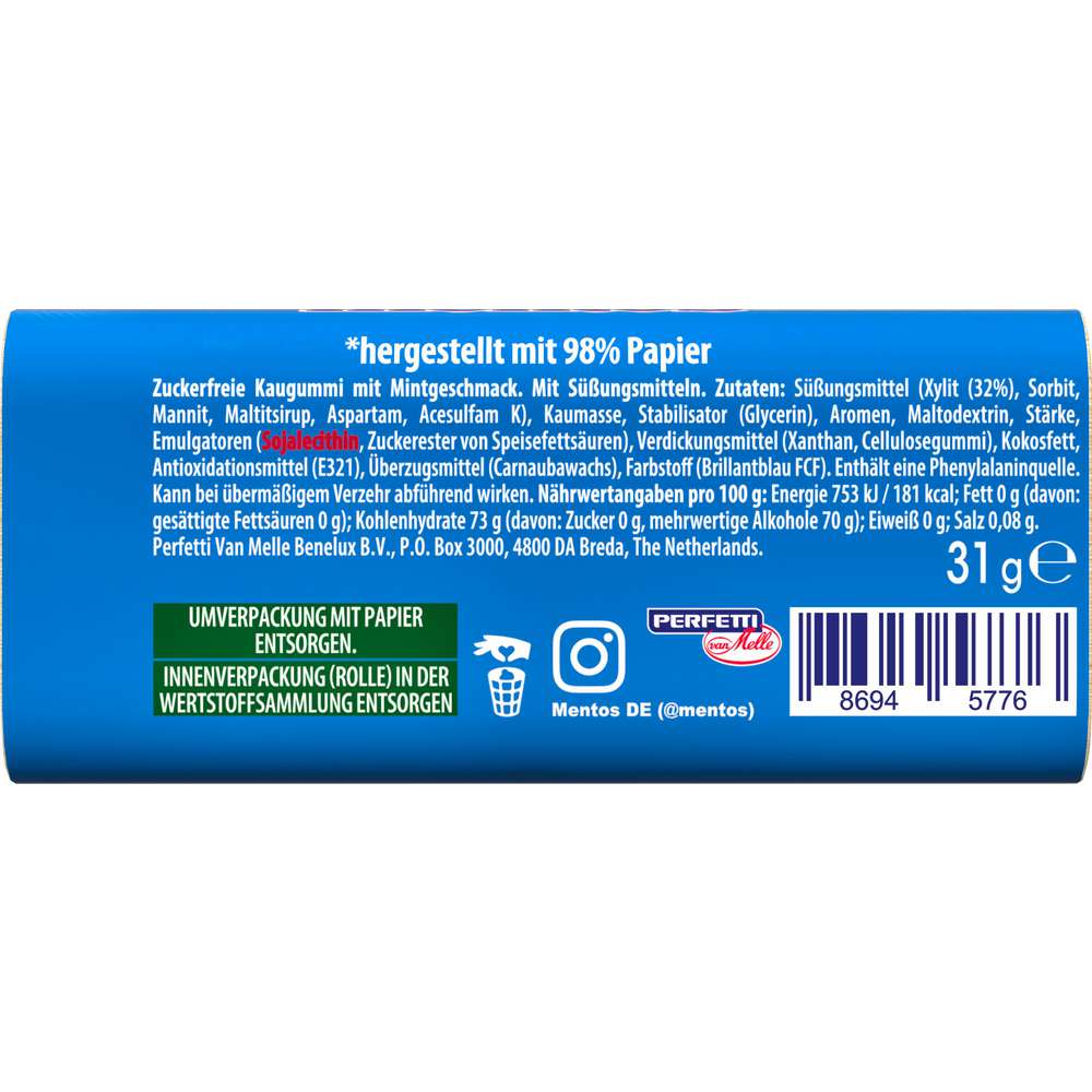 Produktabbildung Mentos Kaugummidragees Pure Fresh Mint, zuckerfrei