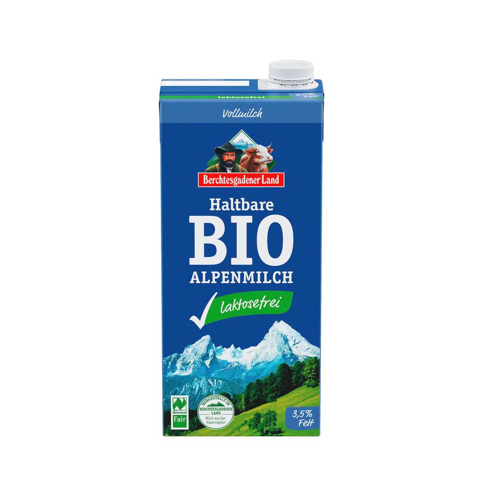 Produktabbildung Berchtesgadener Land Bio H-Alpenmilch 3,5% Fett, Laktosefrei