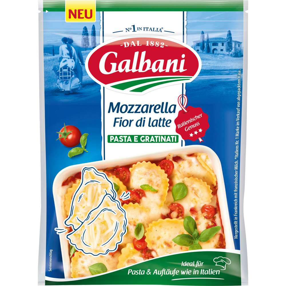 Produktabbildung Galbani Mozzarella, gerieben, ideal für Pasta & Aufläufe