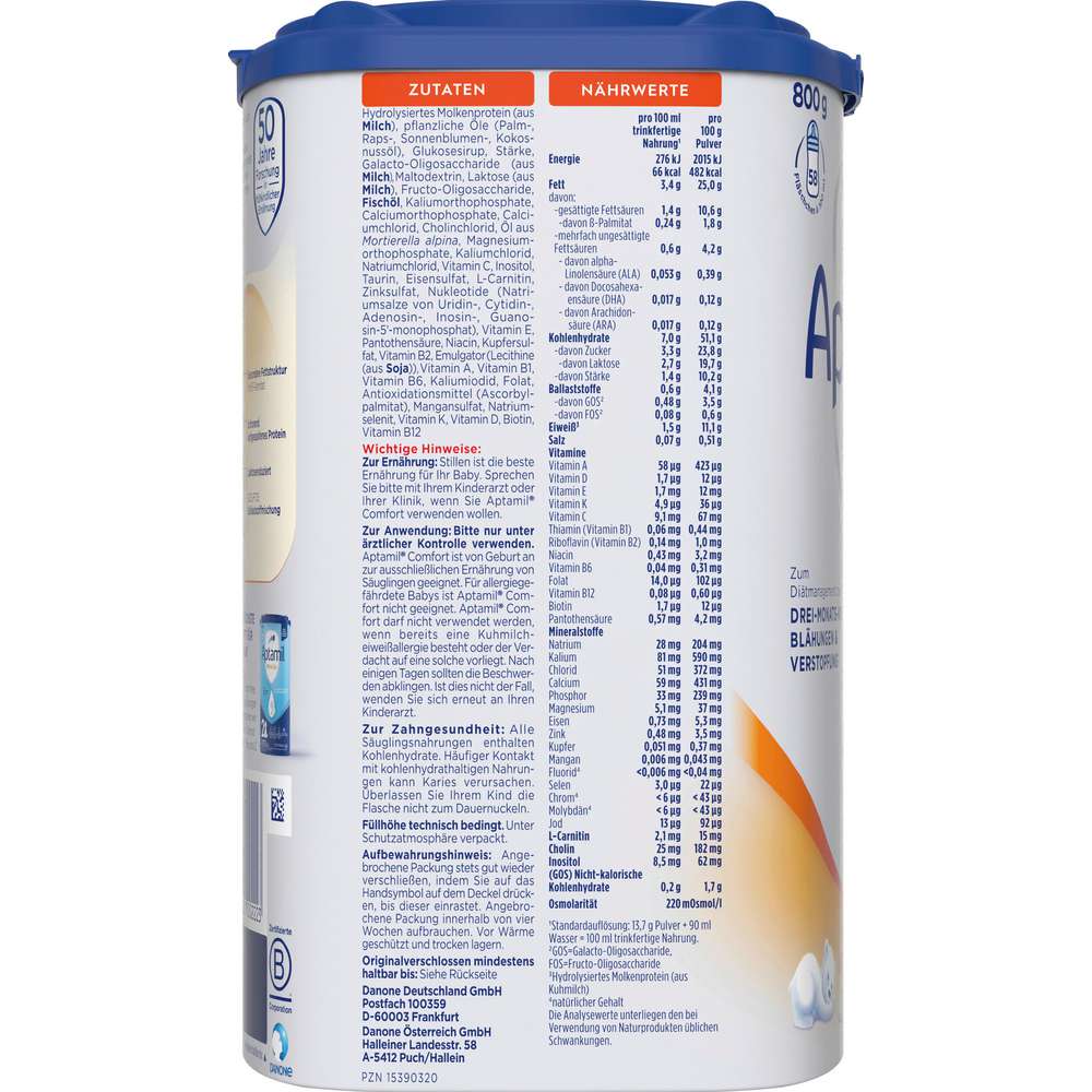 Produktabbildung Aptamil Spezialnahrung Comfort, zum Diätenmanagement bei Drei-Monats-Koliken, Blähungen & Verstopfung