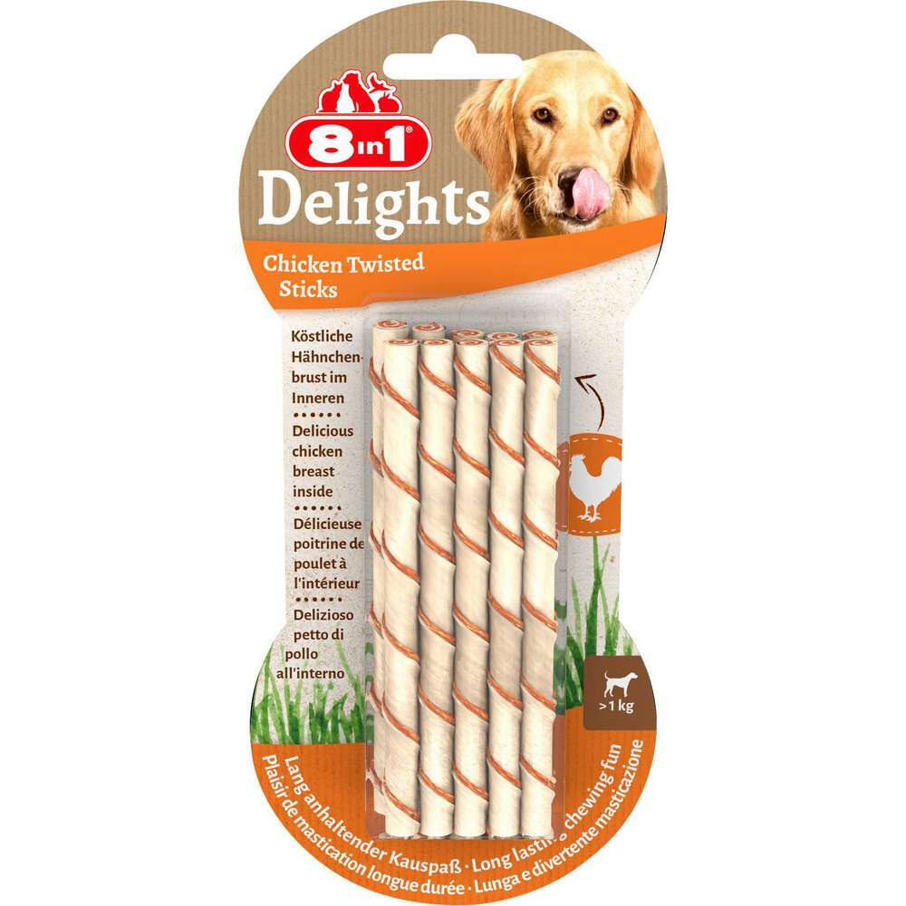 Produktabbildung 8in1 Hunde-Snack Delights twisted sticks, Huhn